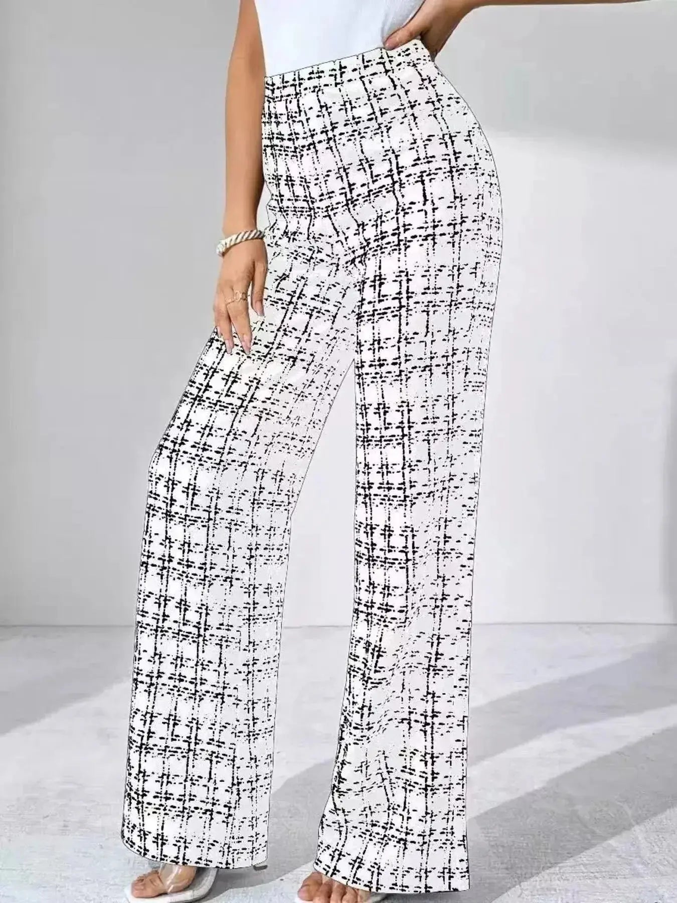 Plaid Wide Leg Pants - DaisyDrop 