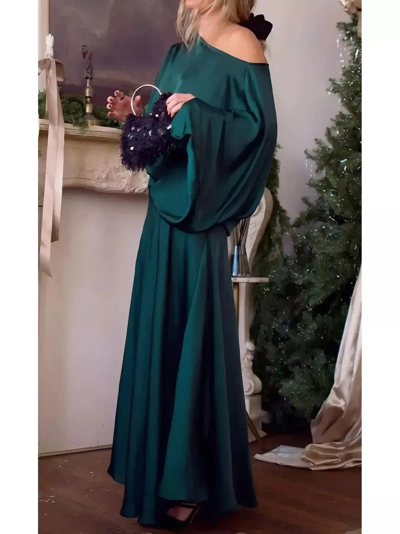 Full Size Elegant Batwing Sleeve Maxi Dress Plus Size - DaisyDrop 