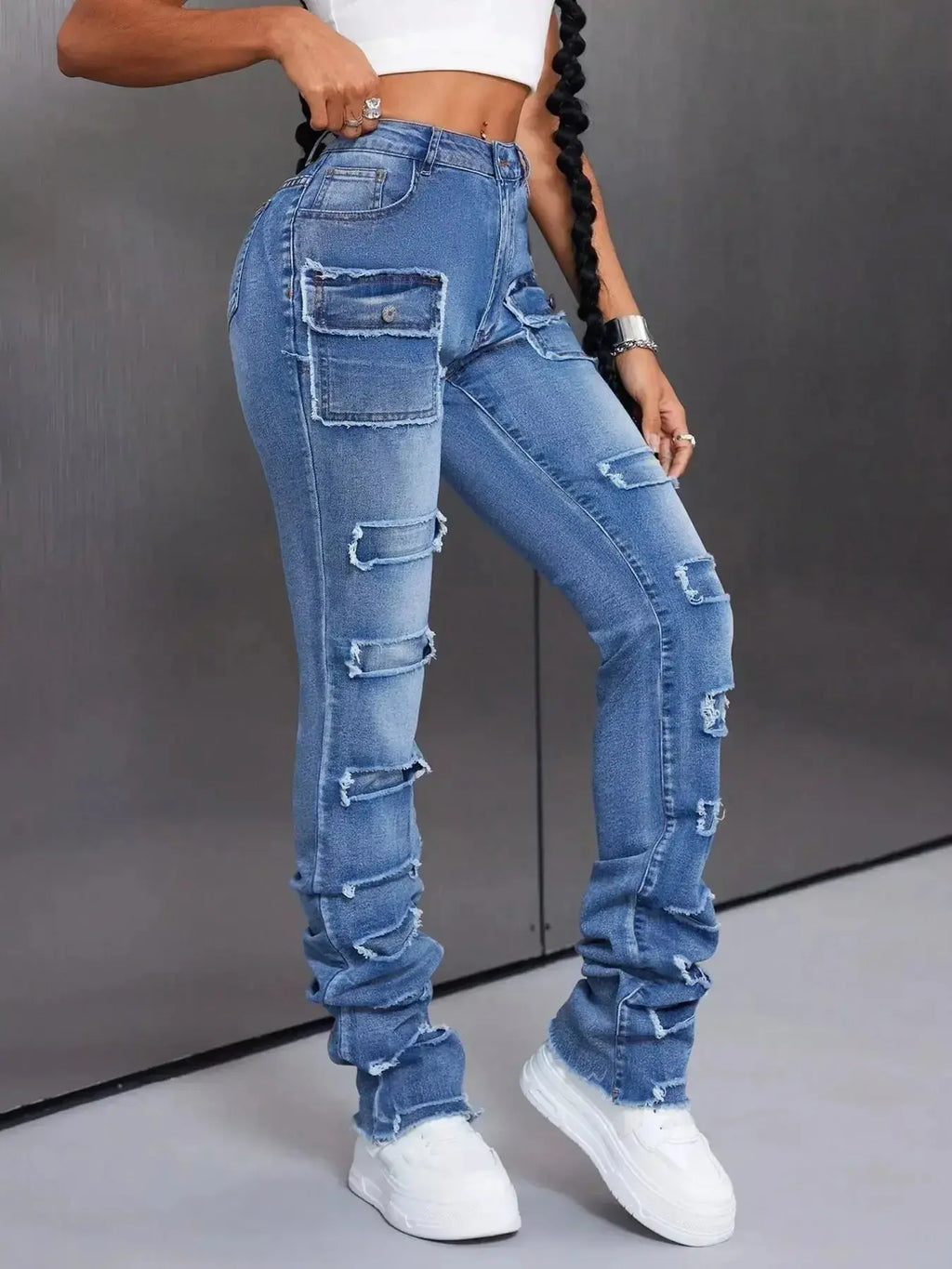 Men's Distressed Slim Fit Jeans - DaisyDrop 
