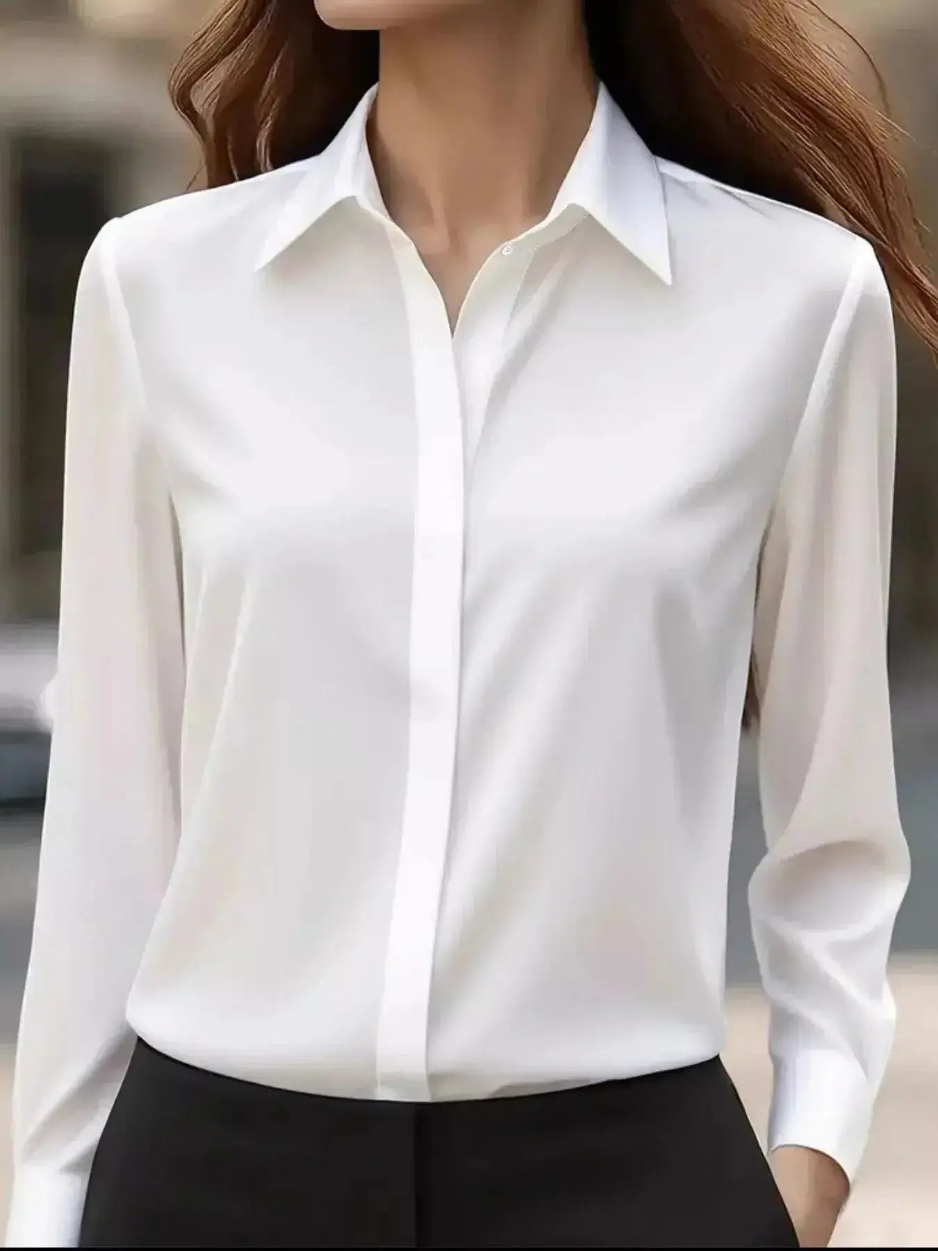 Button Down Collared Neck Long Sleeve Shirt - DaisyDrop 