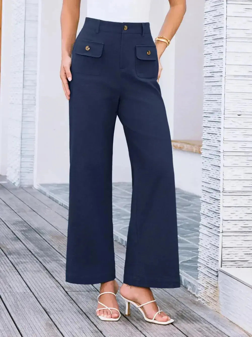 High Waist Wide Leg Pants - DaisyDrop 