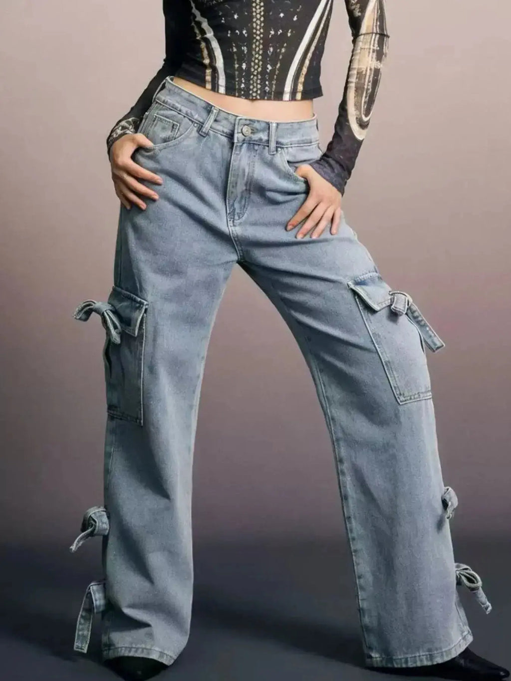 Bow Wide Leg Jeans - DaisyDrop 