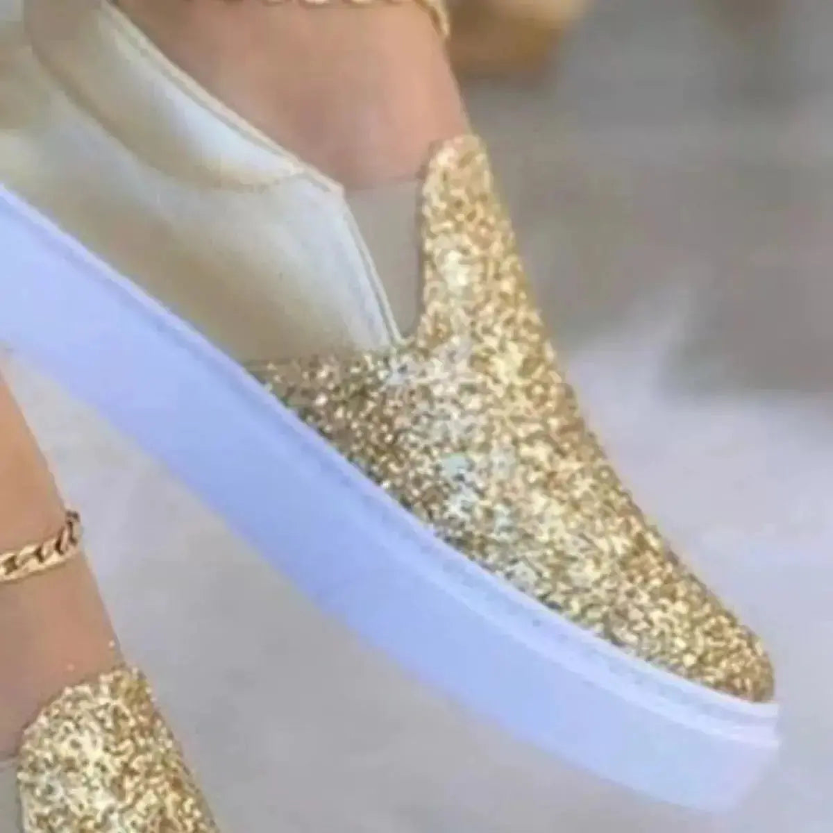 Sequin Round Toe Platform Slip-Ons - DaisyDrop 