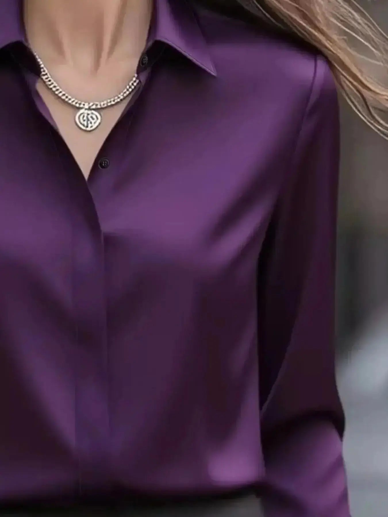 Button Down Collared Neck Long Sleeve Shirt - DaisyDrop 