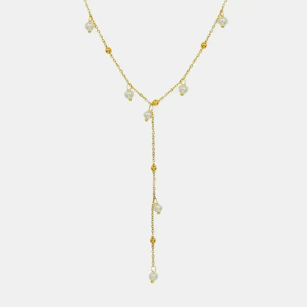 18K Gold-Plated Pearl Drop Necklace - DaisyDrop 