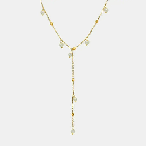 18K Gold-Plated Pearl Drop Necklace - DaisyDrop 