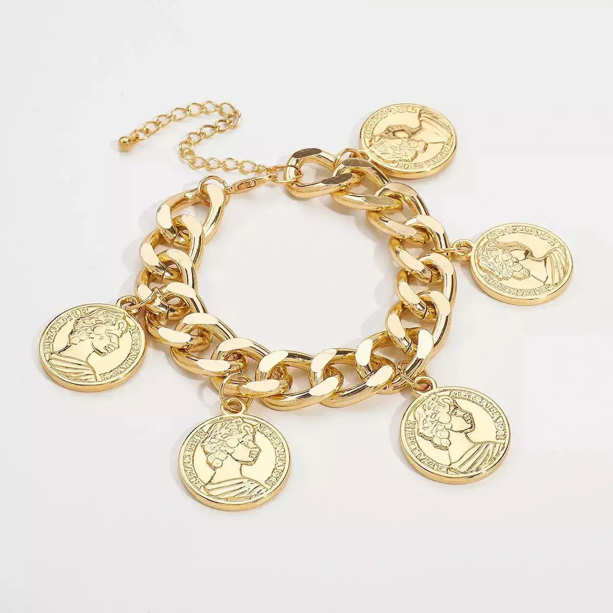 18K Gold-Plated Coin Charm Bracelet - DaisyDrop 