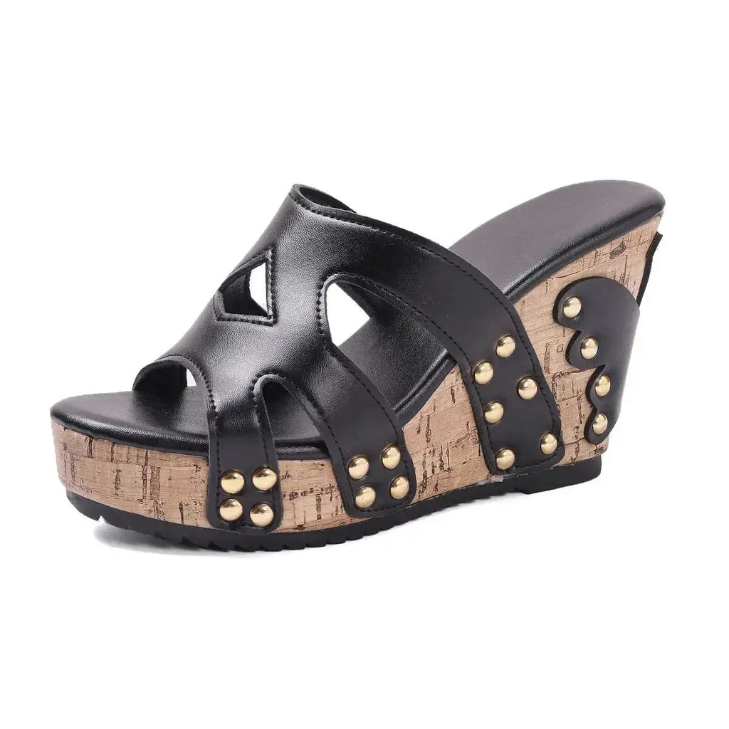 Open Toe Wedge Sandals - DaisyDrop 