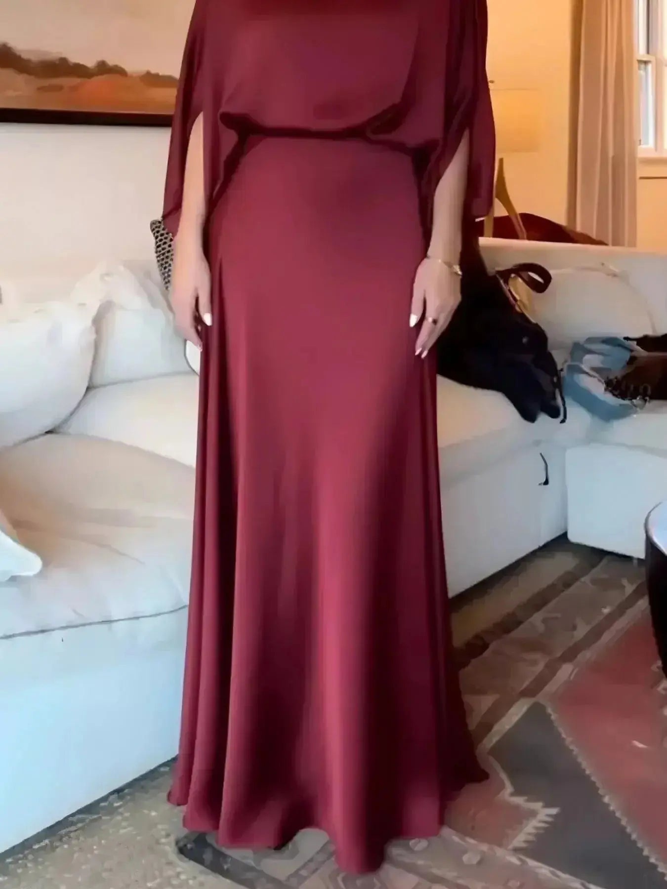 Full Size Elegant Batwing Sleeve Maxi Dress Plus Size - DaisyDrop 