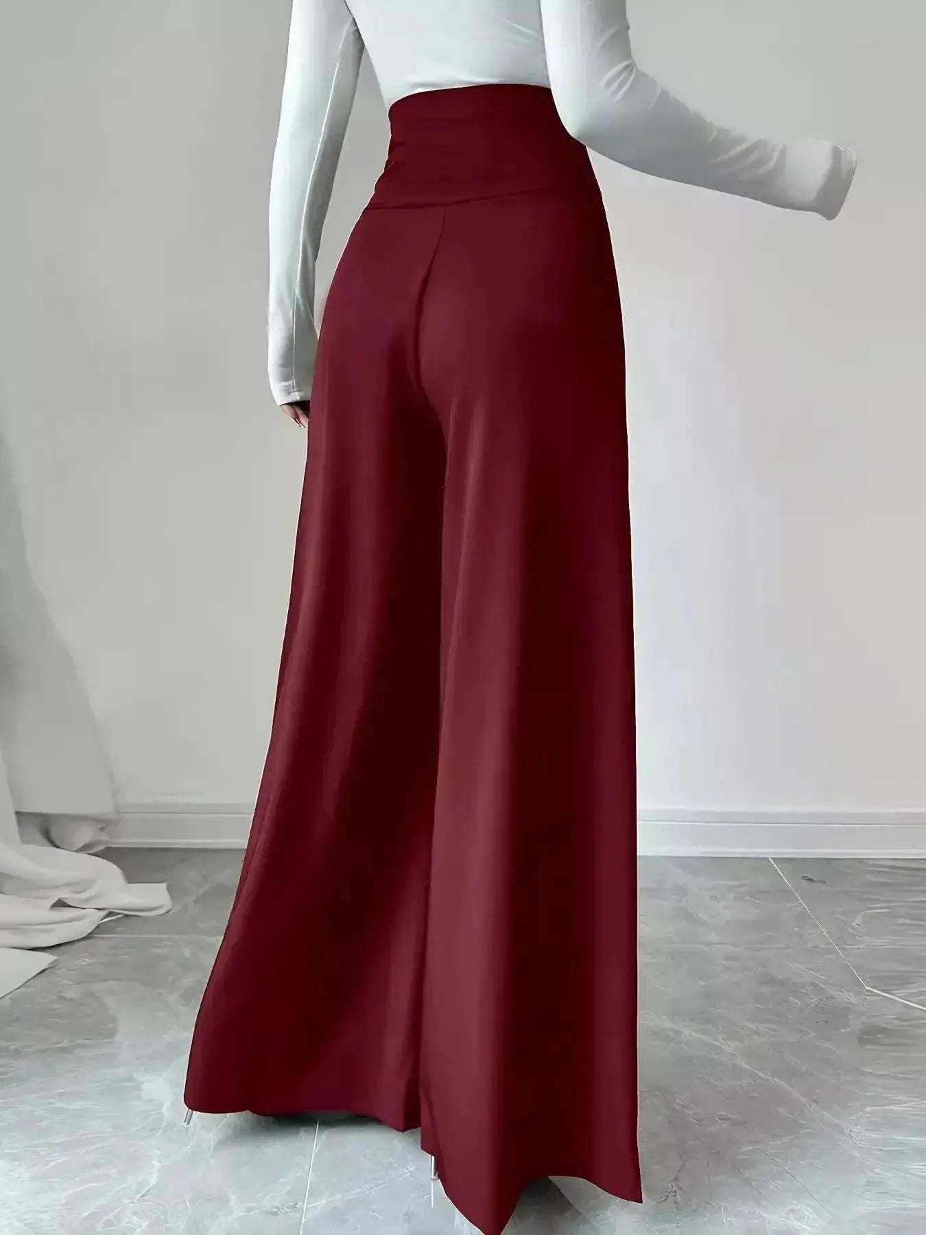 High Waist Wide Leg Button Decor Pants - DaisyDrop 