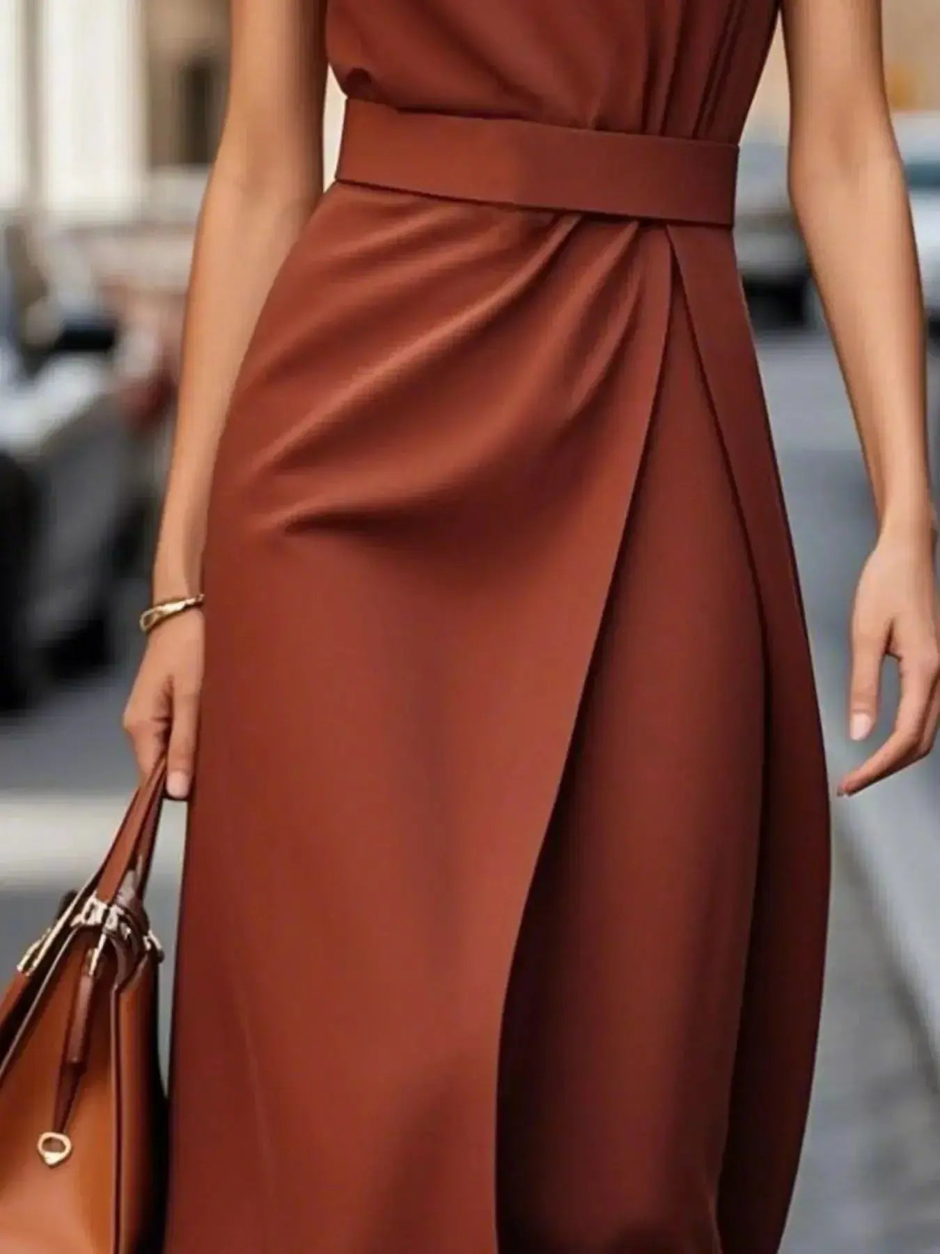 Round Neck Sleeveless Midi Dress - DaisyDrop 