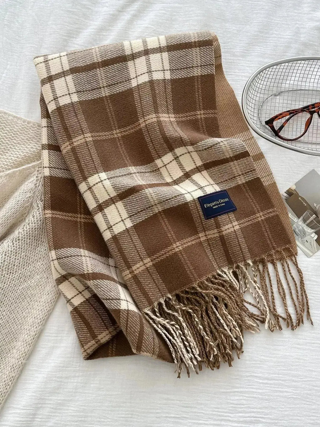 Classic Fringe Plaid Scarf - DaisyDrop 