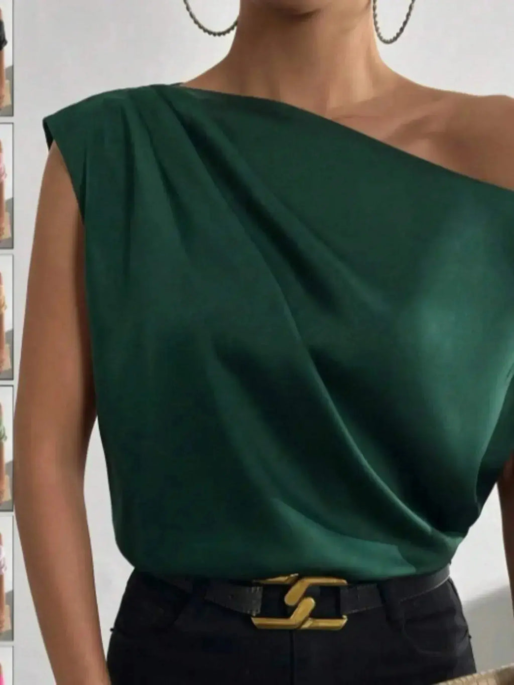 Asymmetrica One-Shoulder Draped Blouse - DaisyDrop 