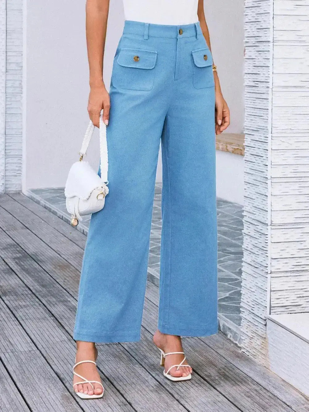 High Waist Wide Leg Pants - DaisyDrop 