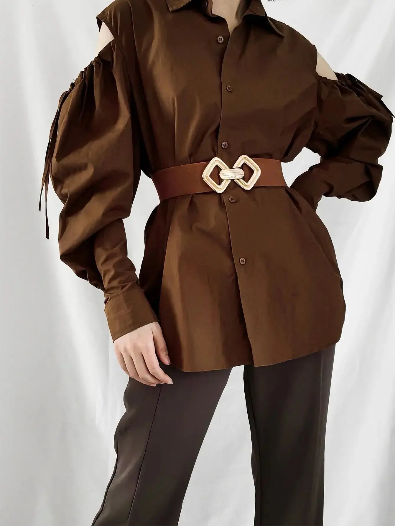 Geometric Buckle Elastic Wide Belt - DaisyDrop 