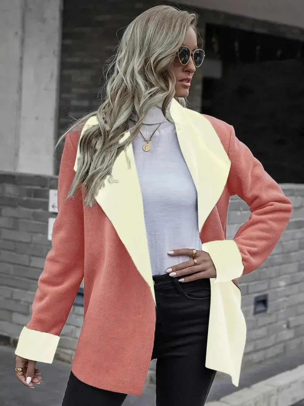 Open Front Long Sleeve Jacket - DaisyDrop 