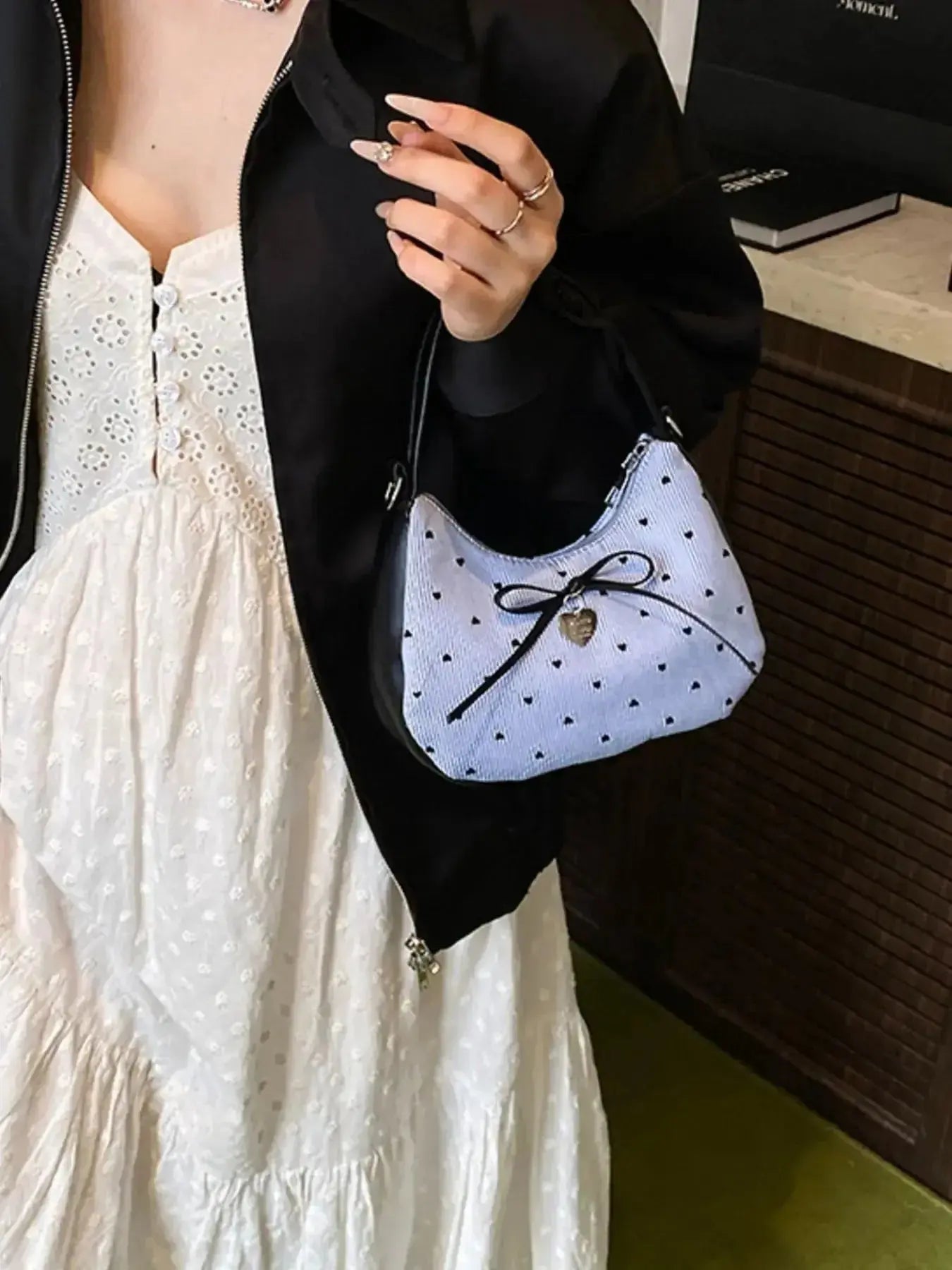 Printed Bow Shoulder Bag - DaisyDrop 
