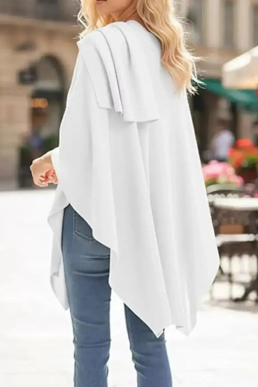 Draped Knitted Split Cape Shawl with Strap - DaisyDrop 