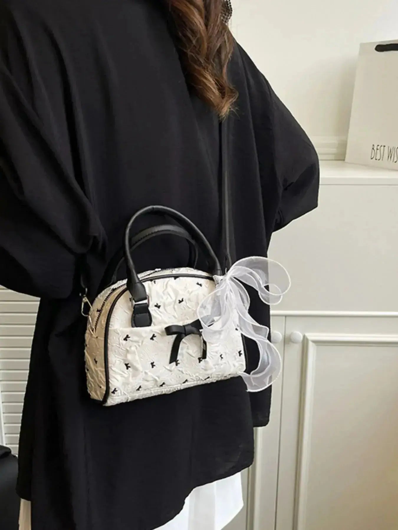 Ruched Bow Crossbody Bag - DaisyDrop 
