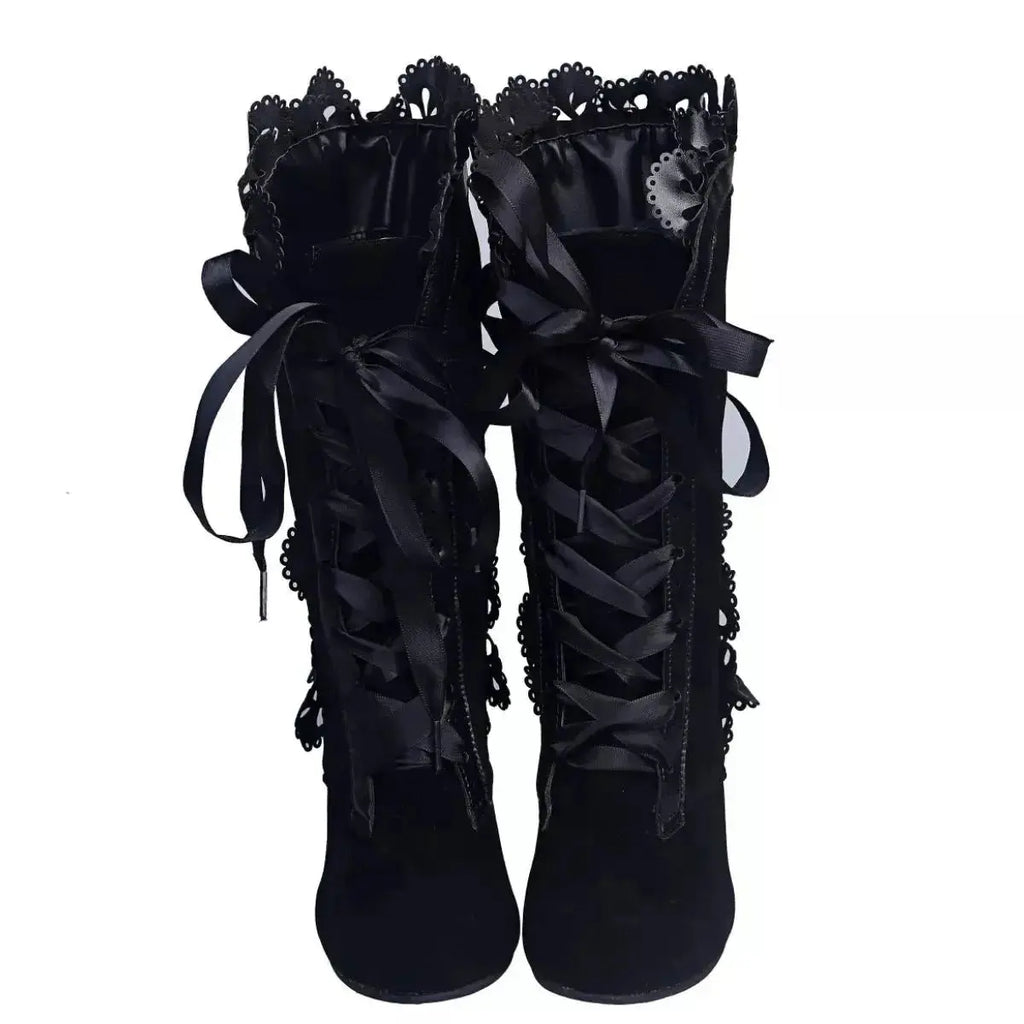 Lace Up Block Heels Boots - DaisyDrop 