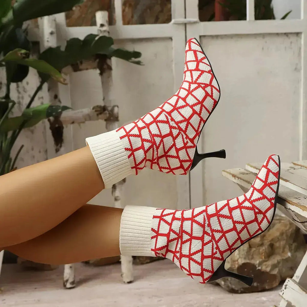 Mesh Point Toe Stiletto Boots - DaisyDrop 