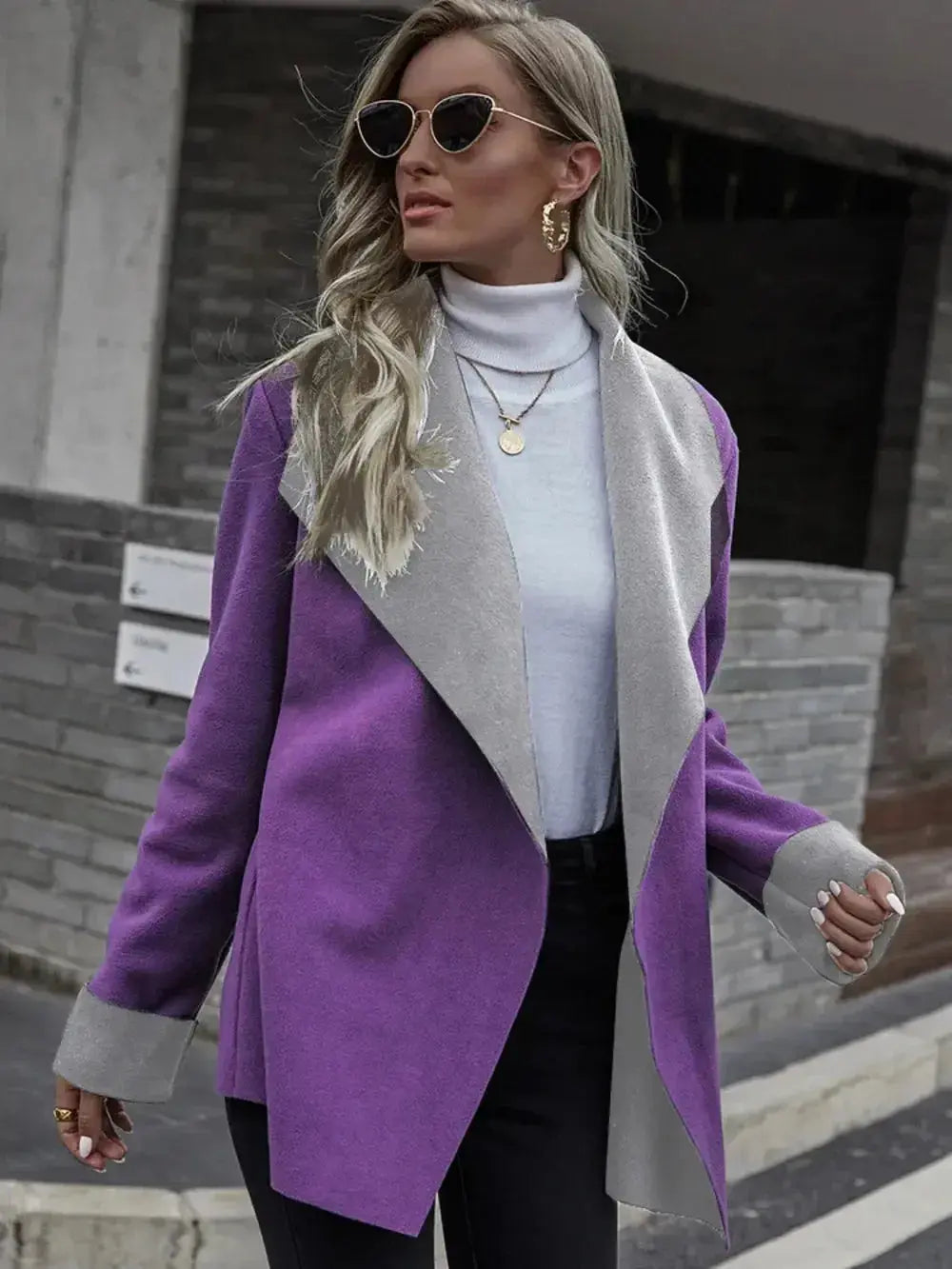 Open Front Long Sleeve Jacket - DaisyDrop 