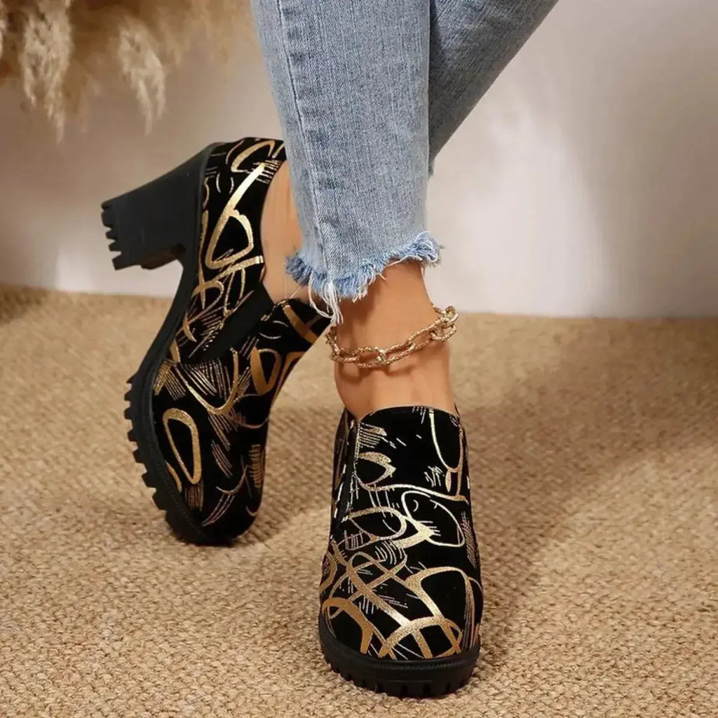 Round Toe Block Heels Pumps - DaisyDrop 