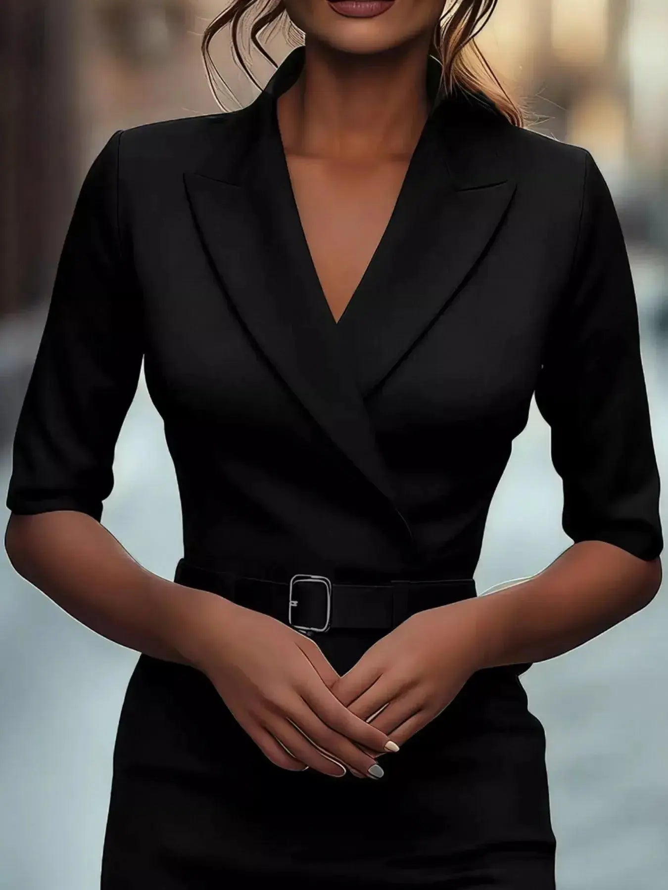 Surplice Half Sleeve Dress - DaisyDrop 