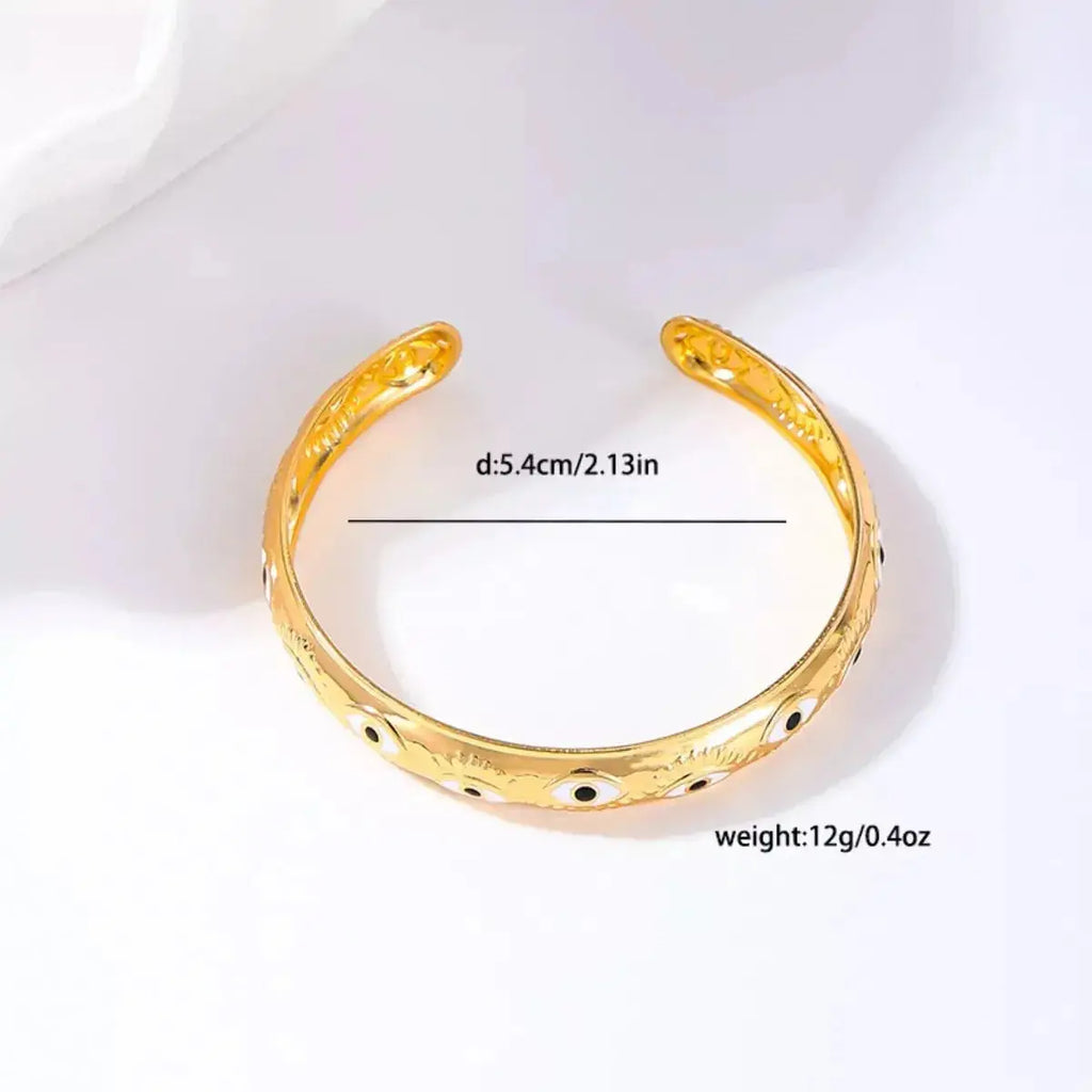 Evil Eye Open Bangle Bracelet - DaisyDrop 