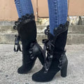 Lace Up Block Heels Boots - DaisyDrop 