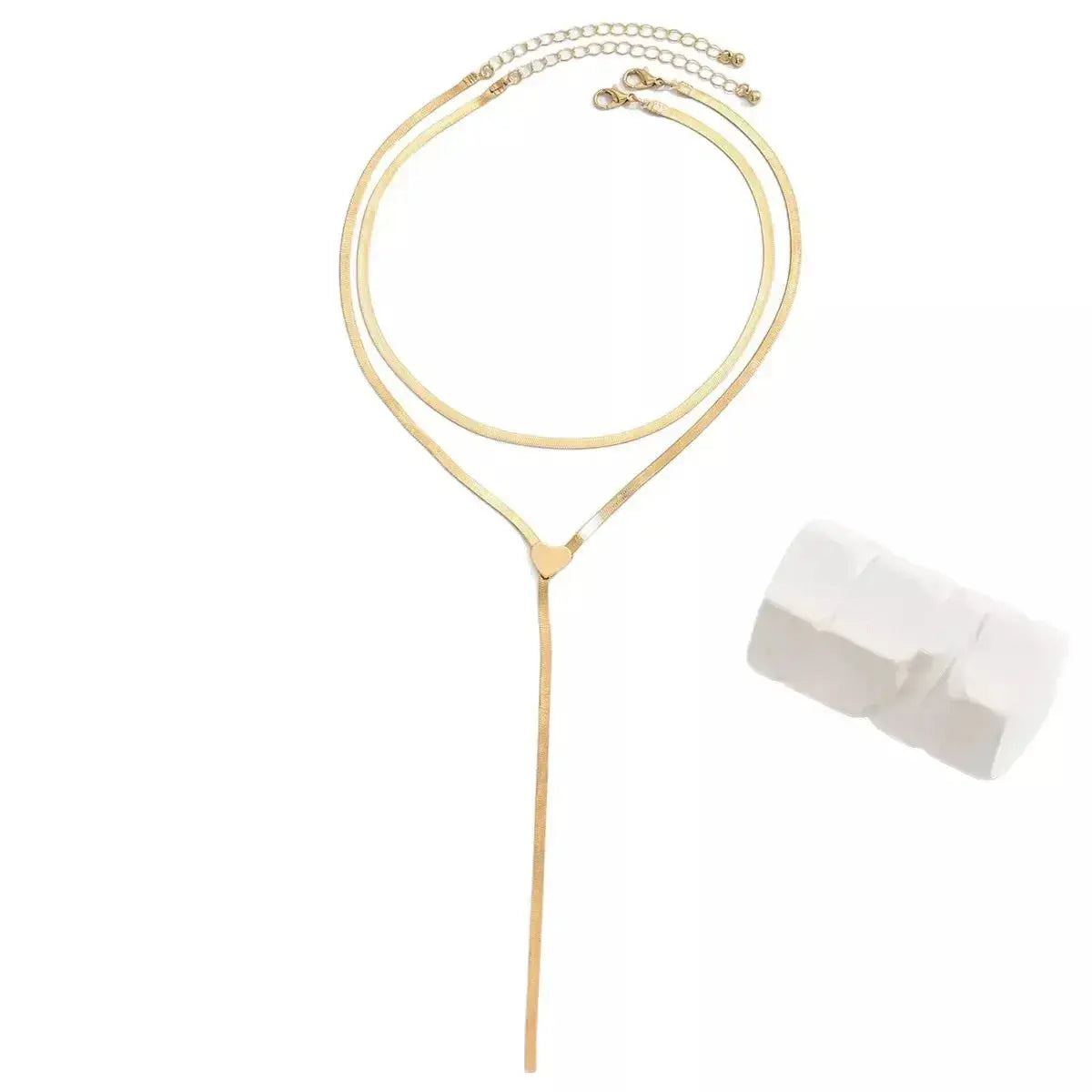 2 Piece 18K Gold-Plated Heart Necklace - DaisyDrop 