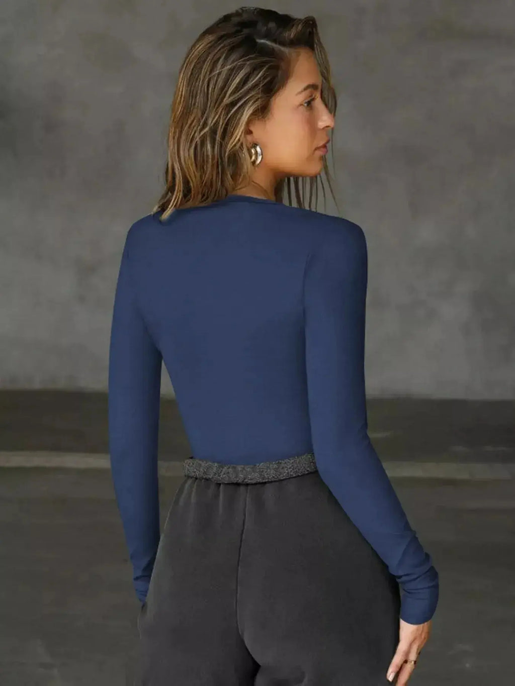 Deep V-Neck Long Sleeve Top - DaisyDrop 