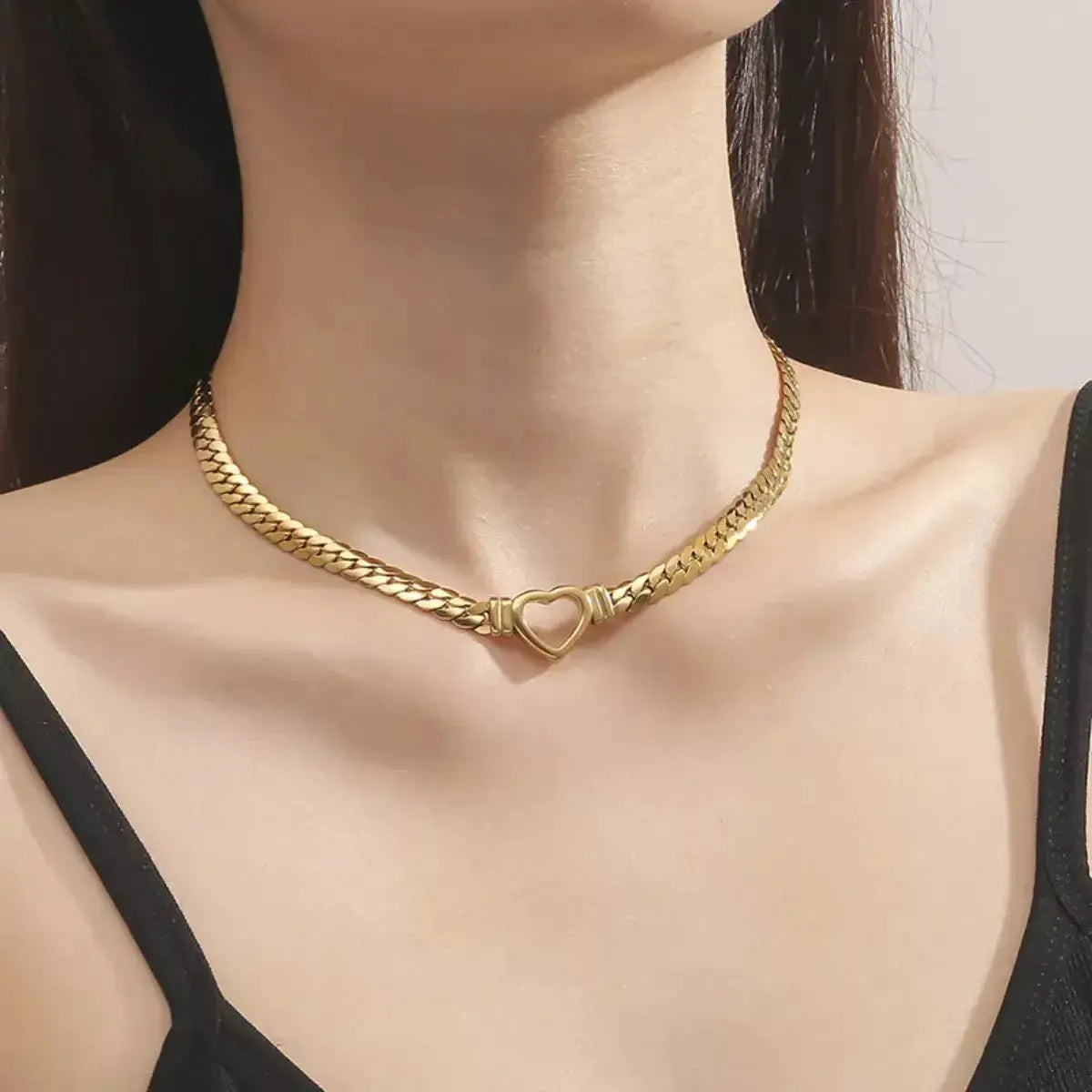 18K Gold-Plated Chain Heart Necklace - DaisyDrop 