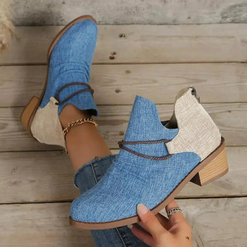 Block Heel Ankle Boots - DaisyDrop 
