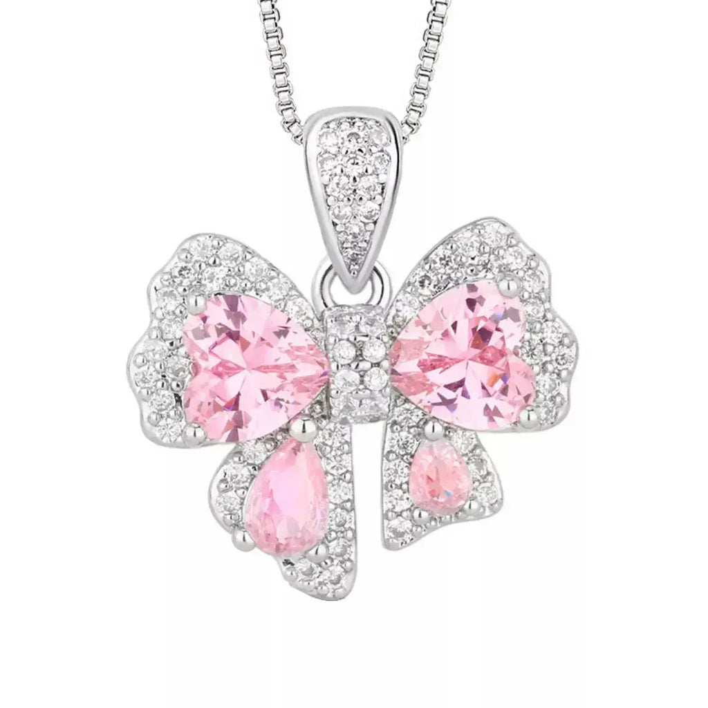 Zircon Bow Pendant Necklace - DaisyDrop 