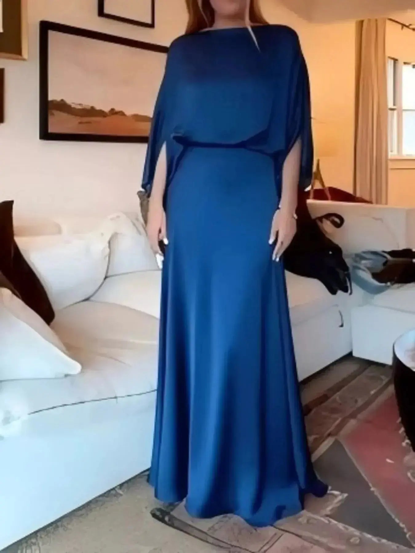 Full Size Elegant Batwing Sleeve Maxi Dress Plus Size - DaisyDrop 