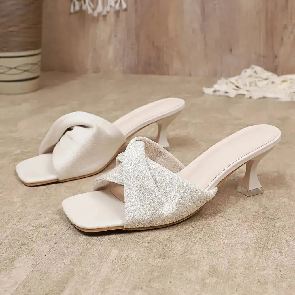 Open Toe Kitten Heels Sandals - DaisyDrop 