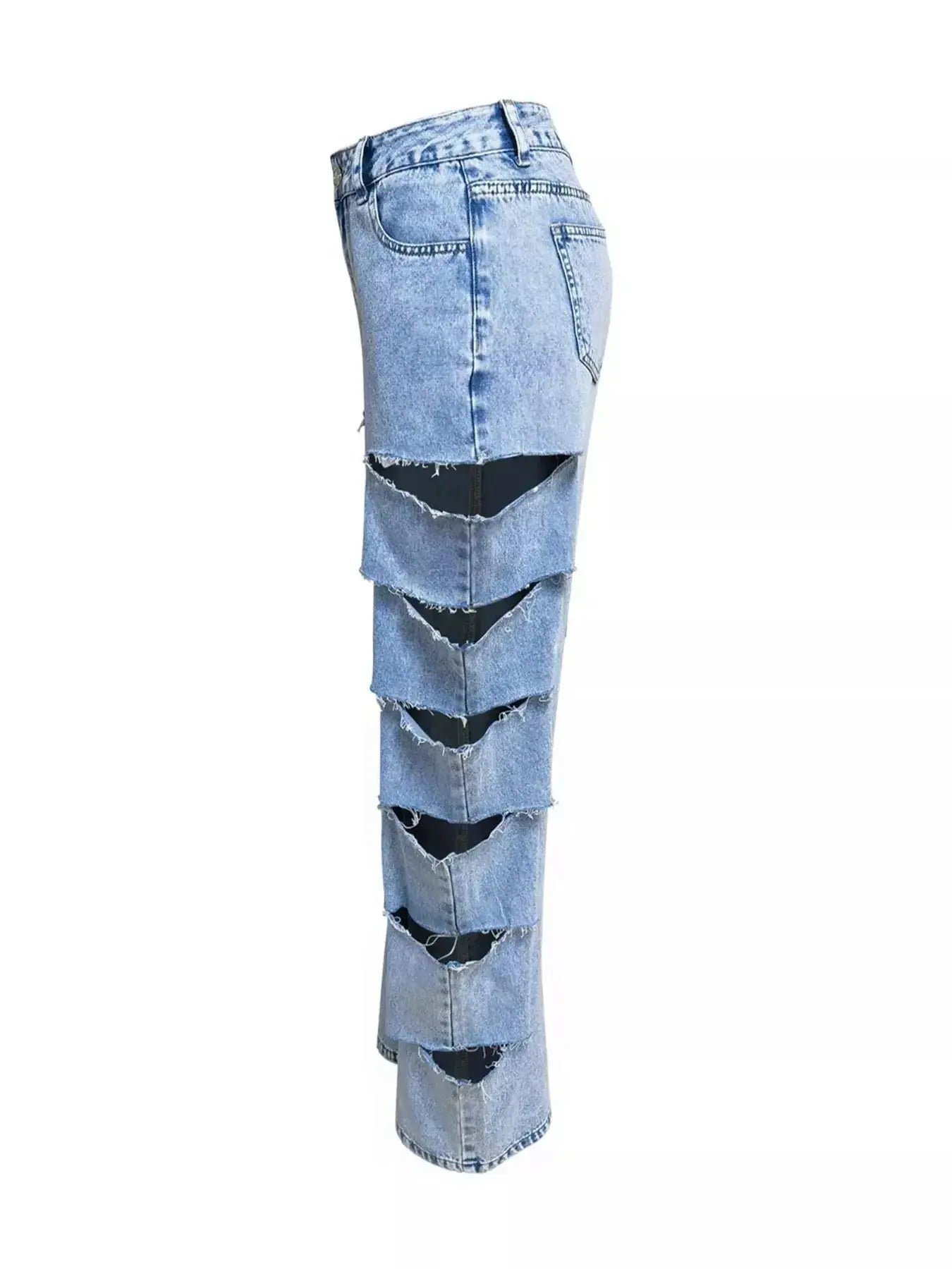Distressed Wide Leg Jeans - DaisyDrop 