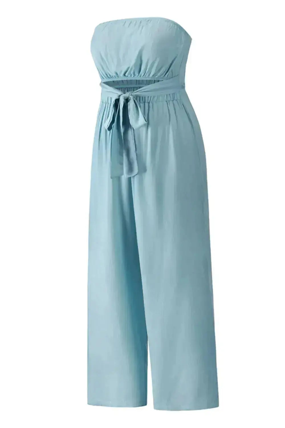 Tied Cutout Tube Wide Leg Jumpsuit - DaisyDrop 