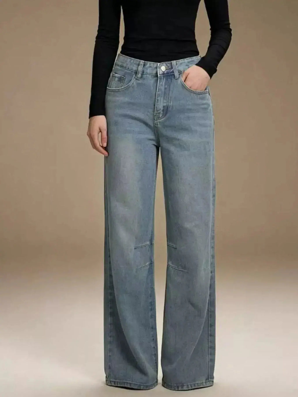 Wide Leg Wash Jeans - DaisyDrop 