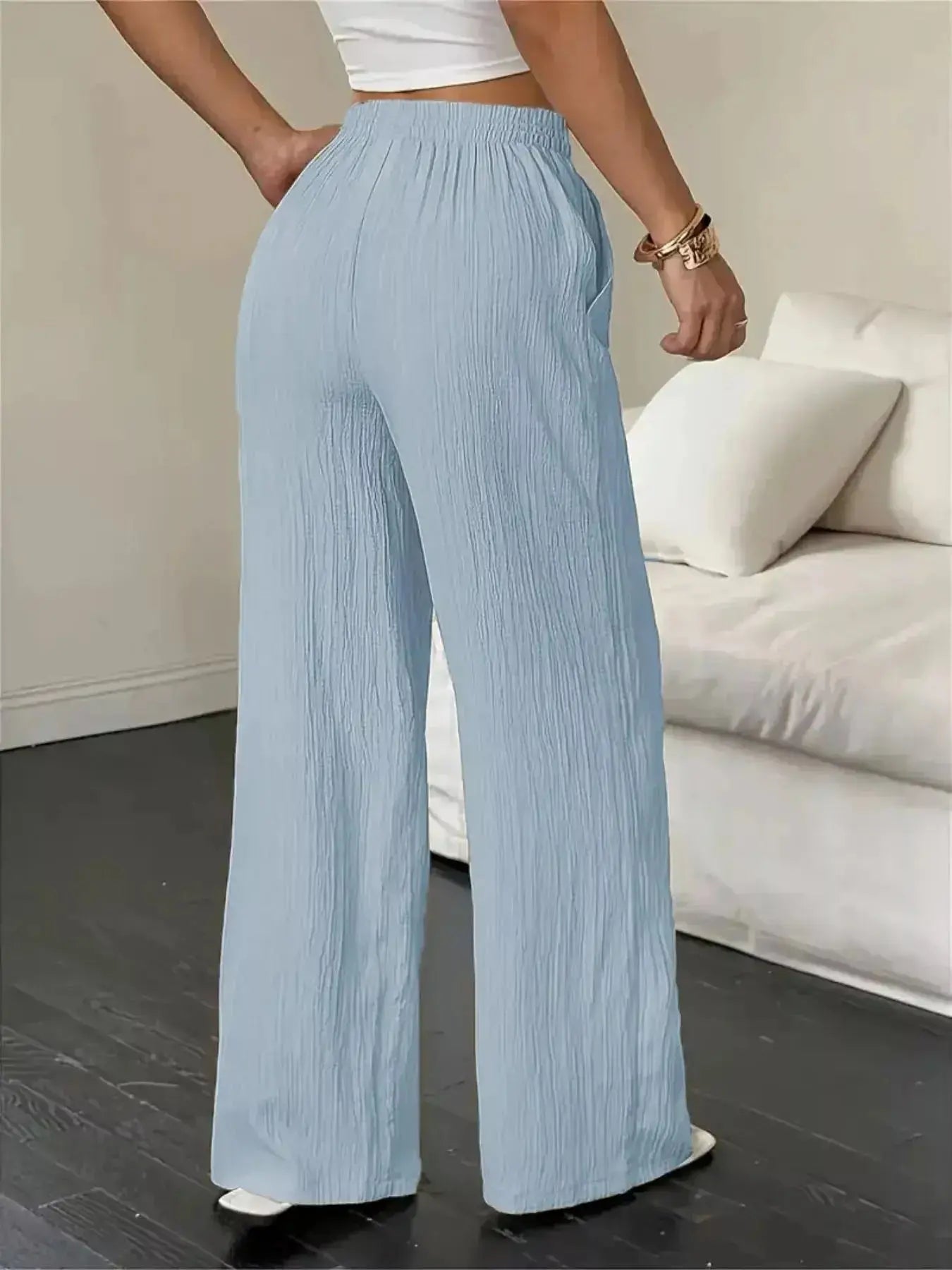 Wide Leg Pants with Drawstring - DaisyDrop 