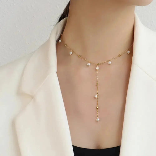 18K Gold-Plated Pearl Drop Necklace - DaisyDrop 