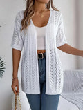 Openwork Open Front Half Sleeve Cardigan - DaisyDrop 