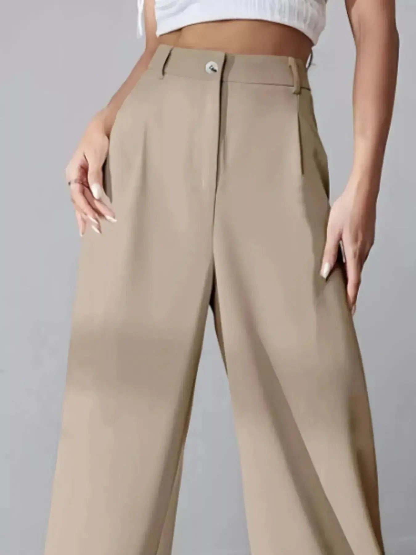 Wide Leg Pleated Pants - DaisyDrop 