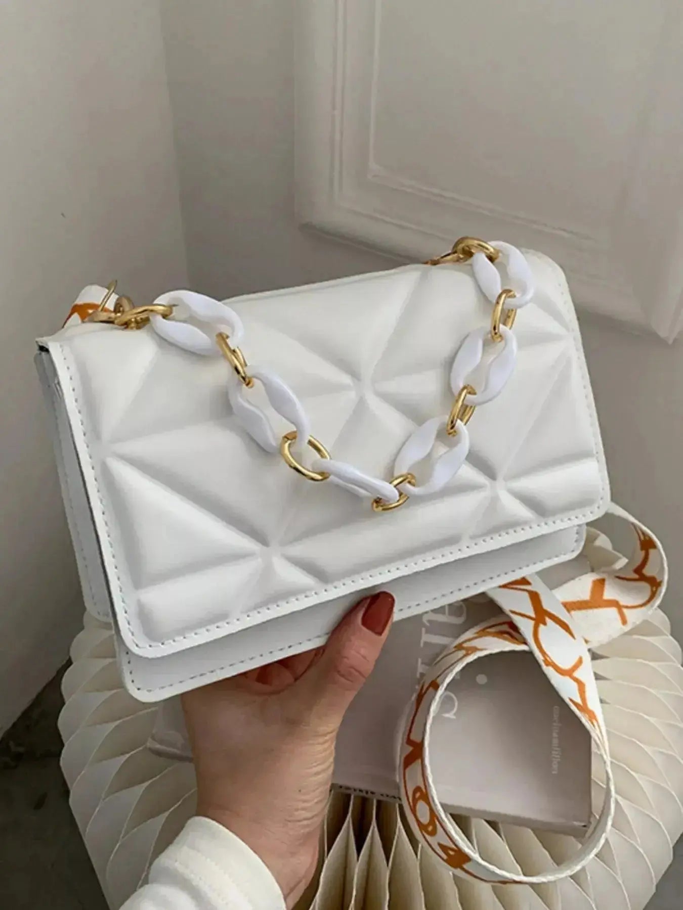 Quilted Adjustable Strap Crossbody Bag - DaisyDrop 