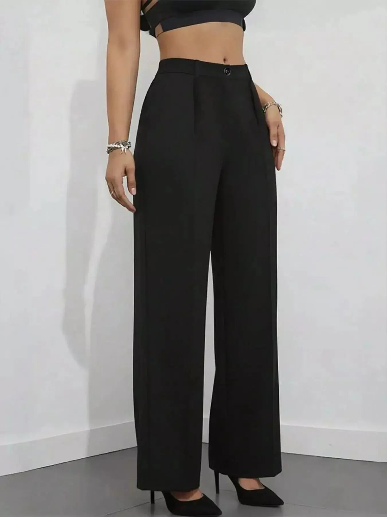 High-Waisted Wide Leg Pants - DaisyDrop 
