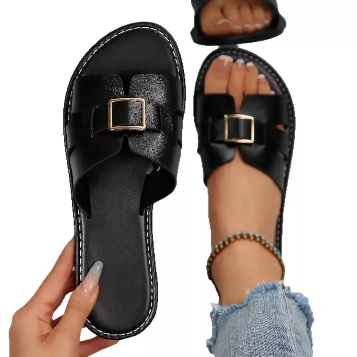 Open Toe Flats Sandals - DaisyDrop 