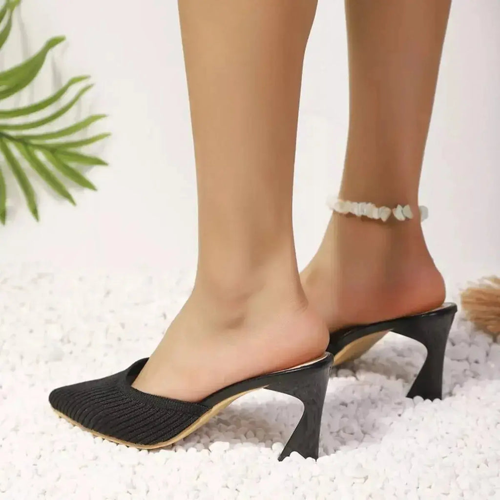 Point Toe Flare Heels Sandals - DaisyDrop 