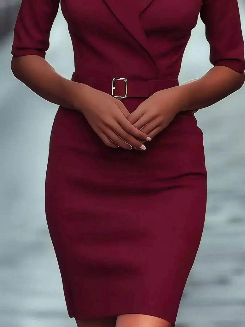 Surplice Half Sleeve Dress - DaisyDrop 