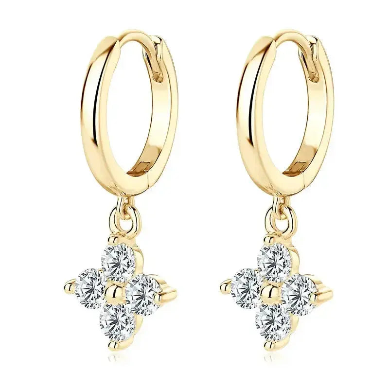 925 Sterling Silver Moissanite Hoop Drop Earrings - DaisyDrop 